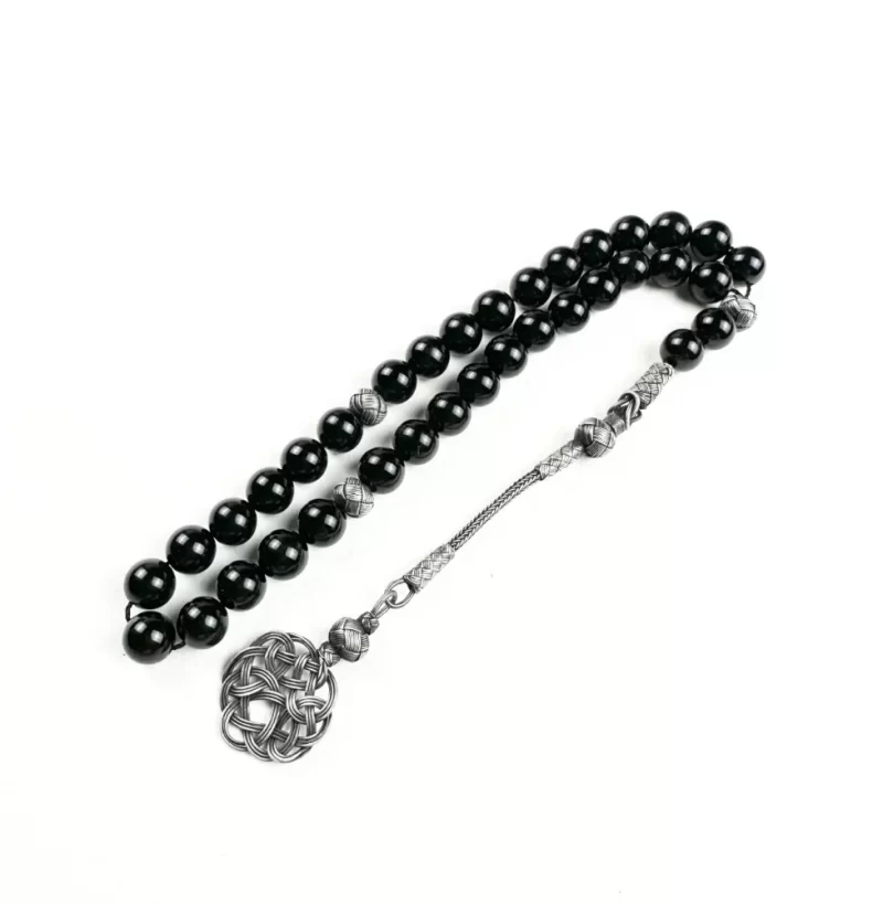 سبحه من حجر العقيق الاسود الطبيعي