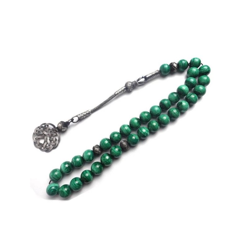 سبحة من حجر الملكيت الأخضر